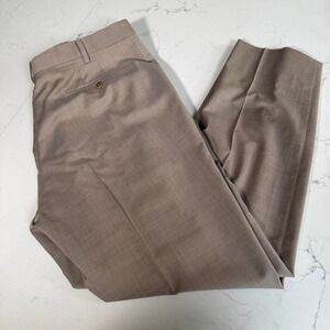 Zanella Devon Dress Pants Size 40 Made In Italy 100% Wool Beige Tan Trousers